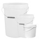 image 1 of 5 x 5 Litre Hard Wearing Strong White Plastic Buckets With Tamper Evident Lids & Handle