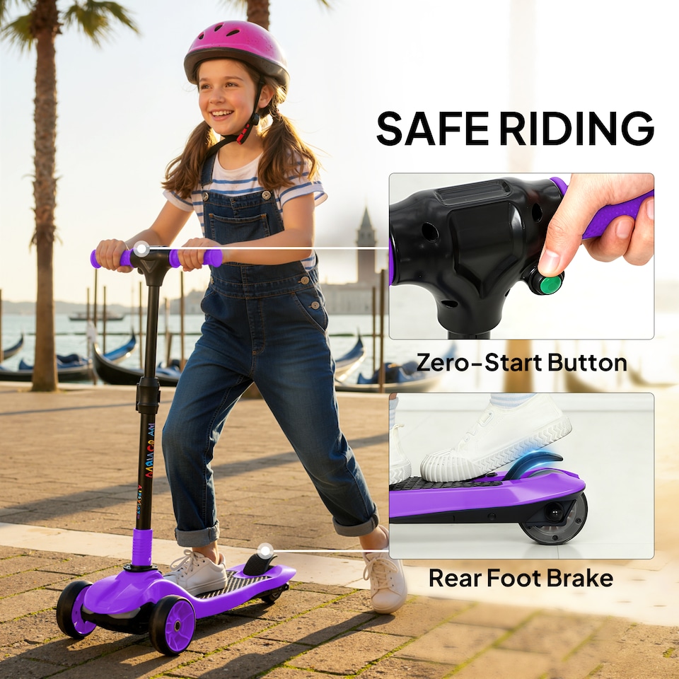 image 1 of AIYAPLAY Electric Scooter for Age 6-10, 3 Wheel Foldable Kids Scooter | Purple