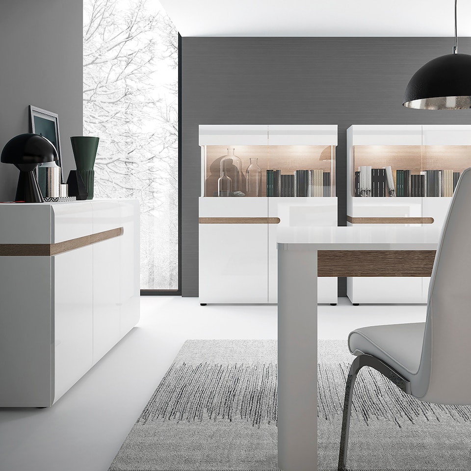 image 1 of Chelsea Living 2 Drawer 3 Door Sideboard in White with a Truffle Oak Trim