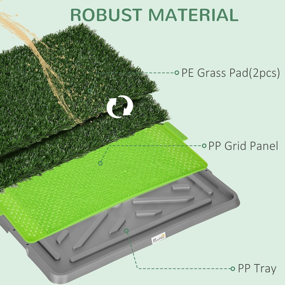 image 1 of PawHut Dog Toilet with 2 Packs Artificial Grass Pads, 67 x 41cm, Green