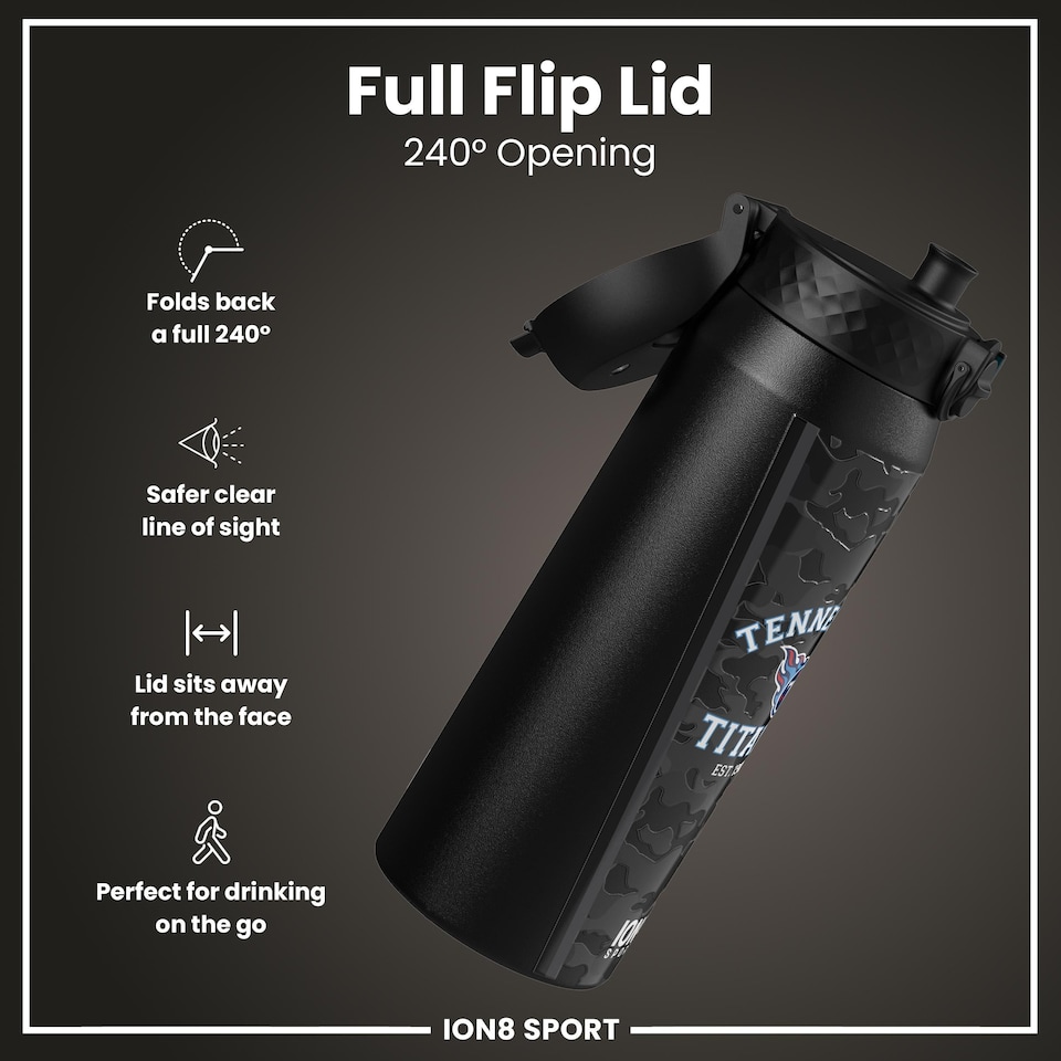 image 1 of NFL x Sports, Vacuum Insulated Steel Bottle, Series, 750ml (24oz) | Black | NFL Black Titans | One Size