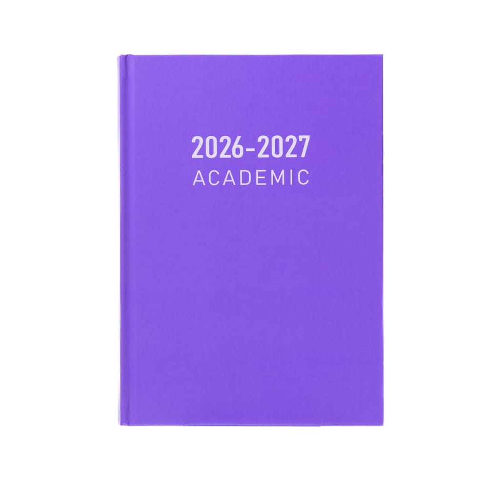 image 1 of 2026 2027 Academic Diary A5 Week to View - Mid Year Student Planner August 2026 to July 2027 - Hardback School College Organiser with Ribbon Bookmark (Purple) | Purple | Purple