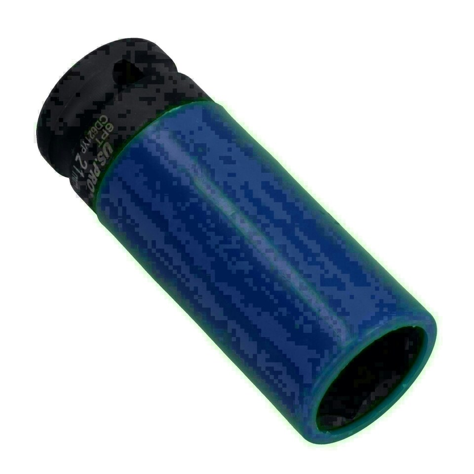 image 1 of 21mm Double Deep Impact Metric Alloy Wheel Nut Socket Thin Walled 1/2in Drive