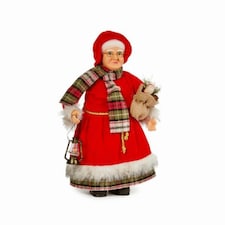 44cm Large Traditional Mrs Santa Claus Figure Christmas Decoration