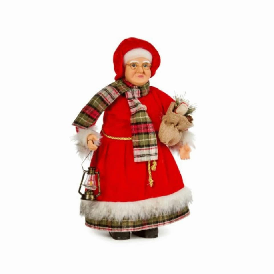 44cm Large Traditional Mrs Santa Claus Figure Christmas Decoration