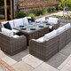 image 5 of Luxury Rattan 8 Seater Sofa Set with Integrated Fire Pit Table in Stone