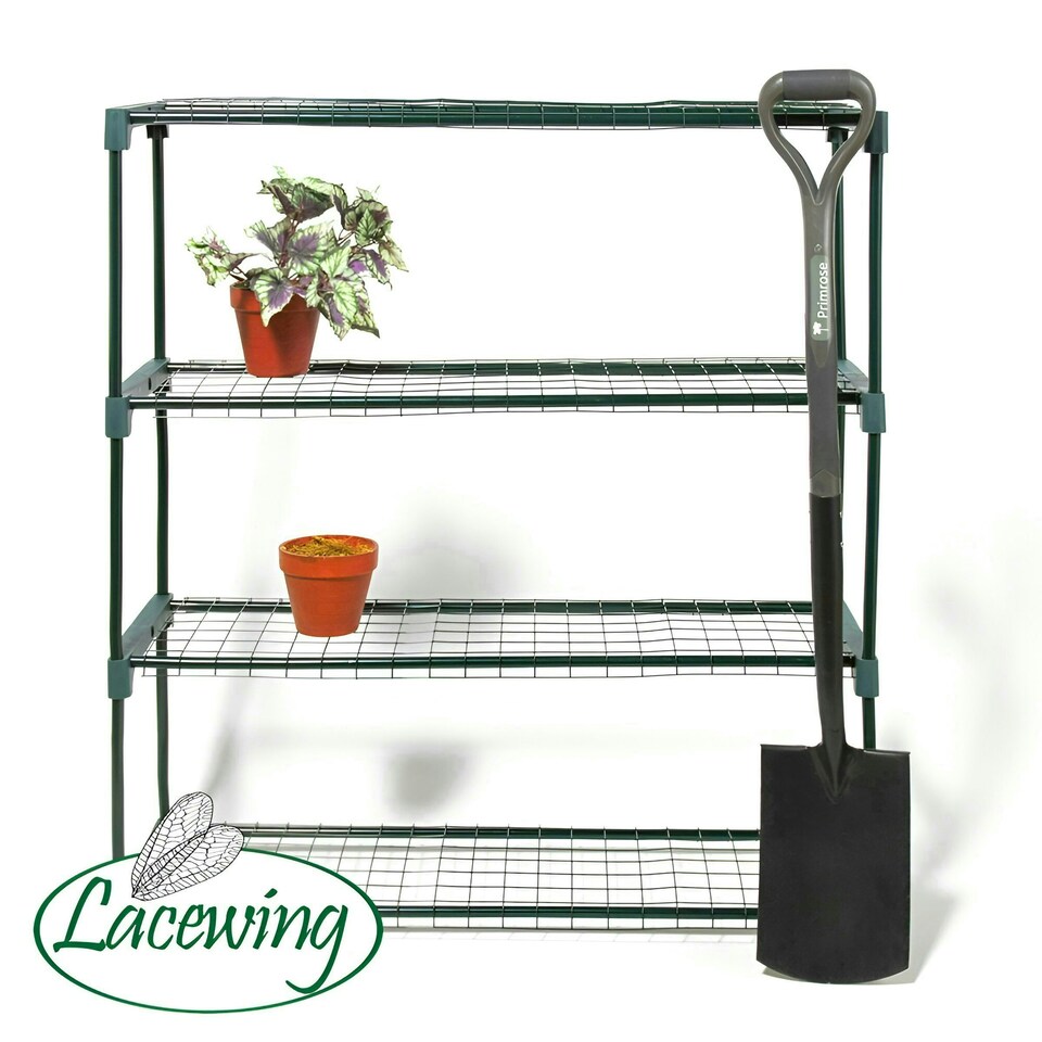 image 1 of Lacewing Metal 3 Tier Greenhouse Staging Shelving Bench in Green 126cm