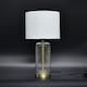image 5 of First Choice Lighting Walpole Clear Fluted Glass and Antique Brass 49cm Table Lamp with Ivory Fabric Shade Bronze | White