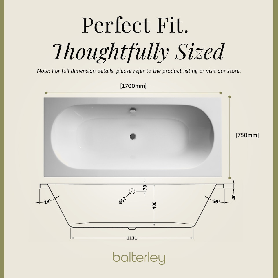image 1 of Double Ended Straight Shower Bath with Leg Set, 1700mm x 750mm - White | White | White | 1