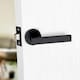 image 3 of Golden Grace Delta Handles Set on Round Rose in Matt Black Finish with 64mm 3 Lever Mortise Lock and Key Hole Black