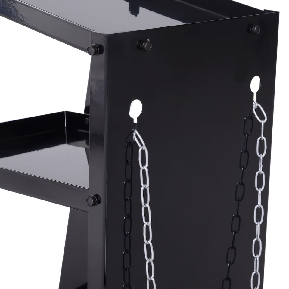 image 1 of DURHAND Welding Cart Welder Trolley Garage for Gas Bottles w  Safety Chain, Wheels, Black