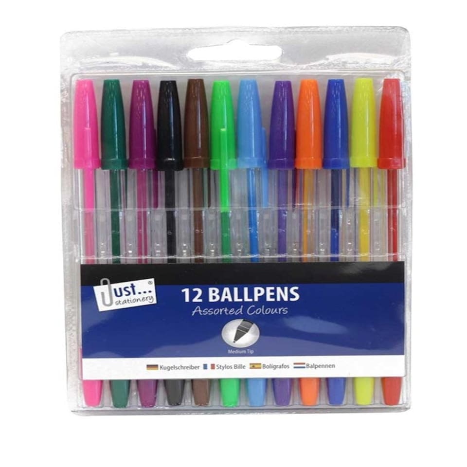 image 1 of Pack of 12 Multicoloured Ballpoint Pens