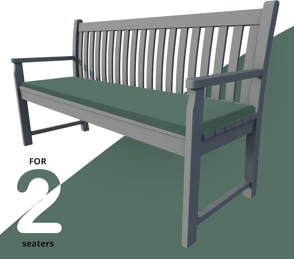 image 1 of Waterproof Garden Bench Cushion 2 Seater I Indoor & Outdoor Bench Seat Pad | Bottle Green