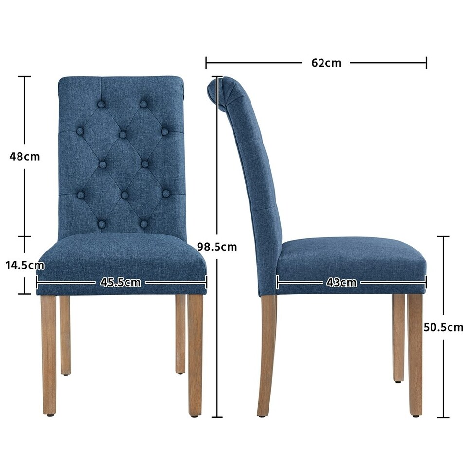 image 1 of Yaheetech Set of 2 Classic PU Leather Dining Chairs Blue