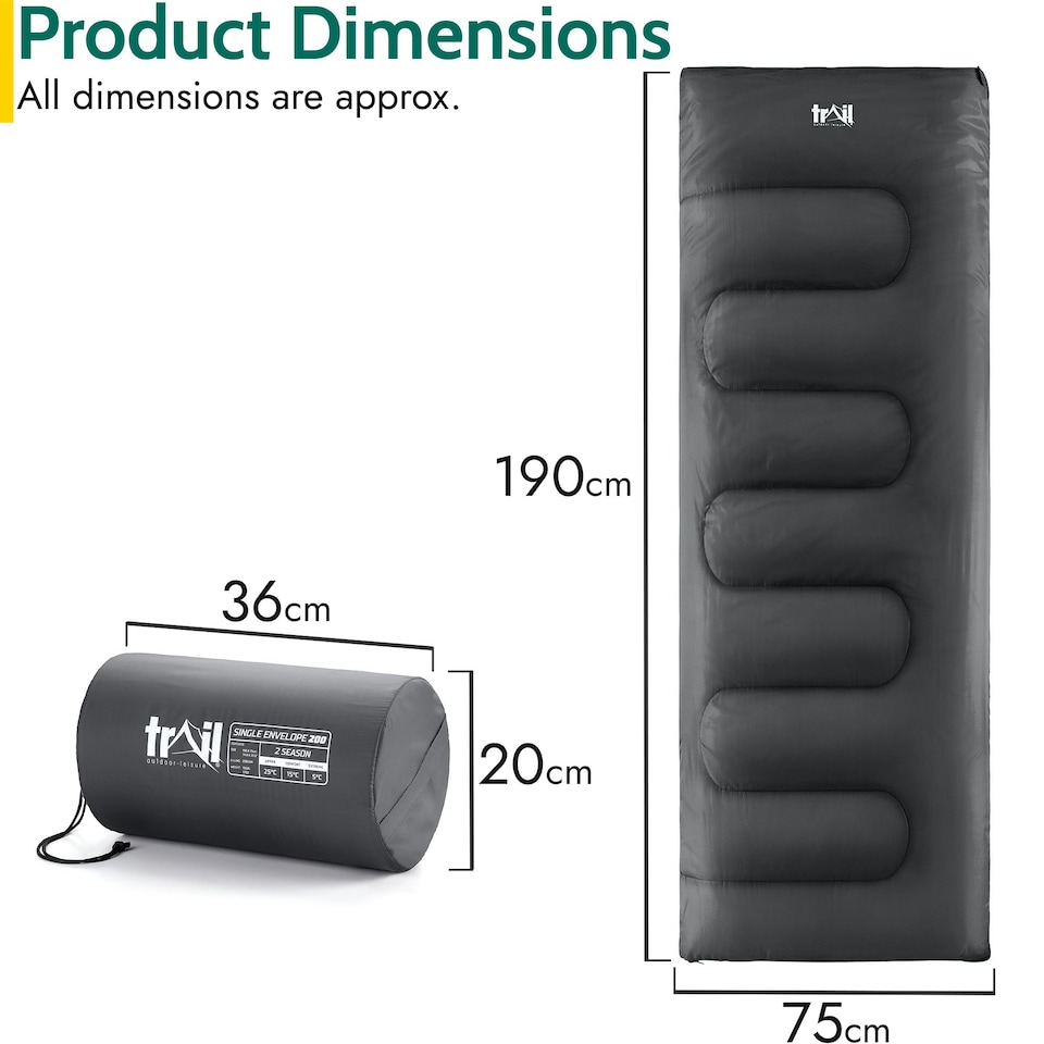 image 1 of Envelope Sleeping Bag - Charcoal
