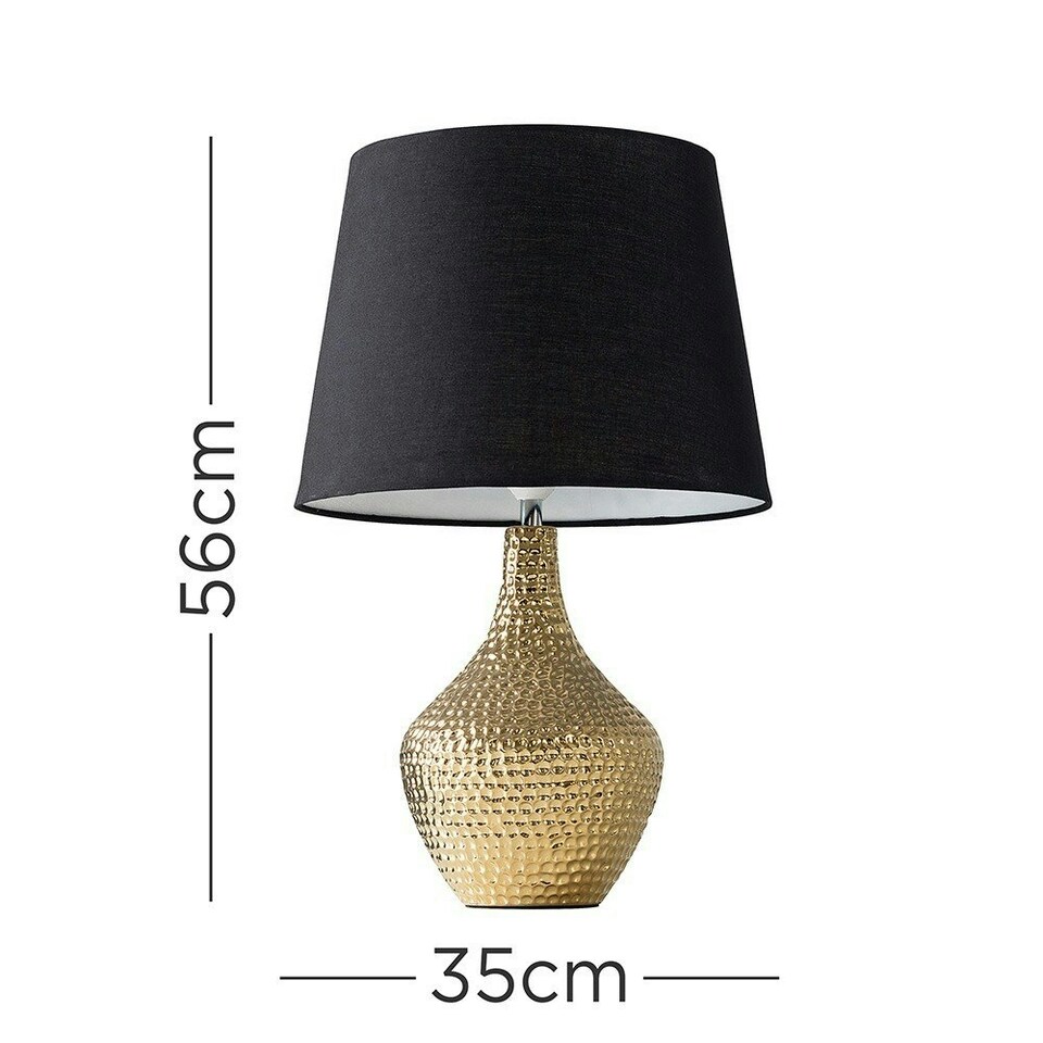 image 1 of ValueLights Bailey Gold Table Lamp Large Black Tapered Shade