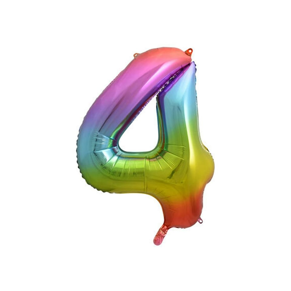 Unique Party 4 Glitz Number Balloon - Rainbow - One Size