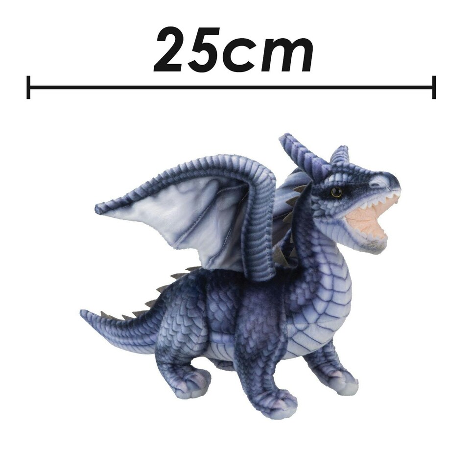 image 1 of Dragon Grey Soft Toy Realistic Looking Dragon Plushe Cuddly Fantasy 25cm Grey