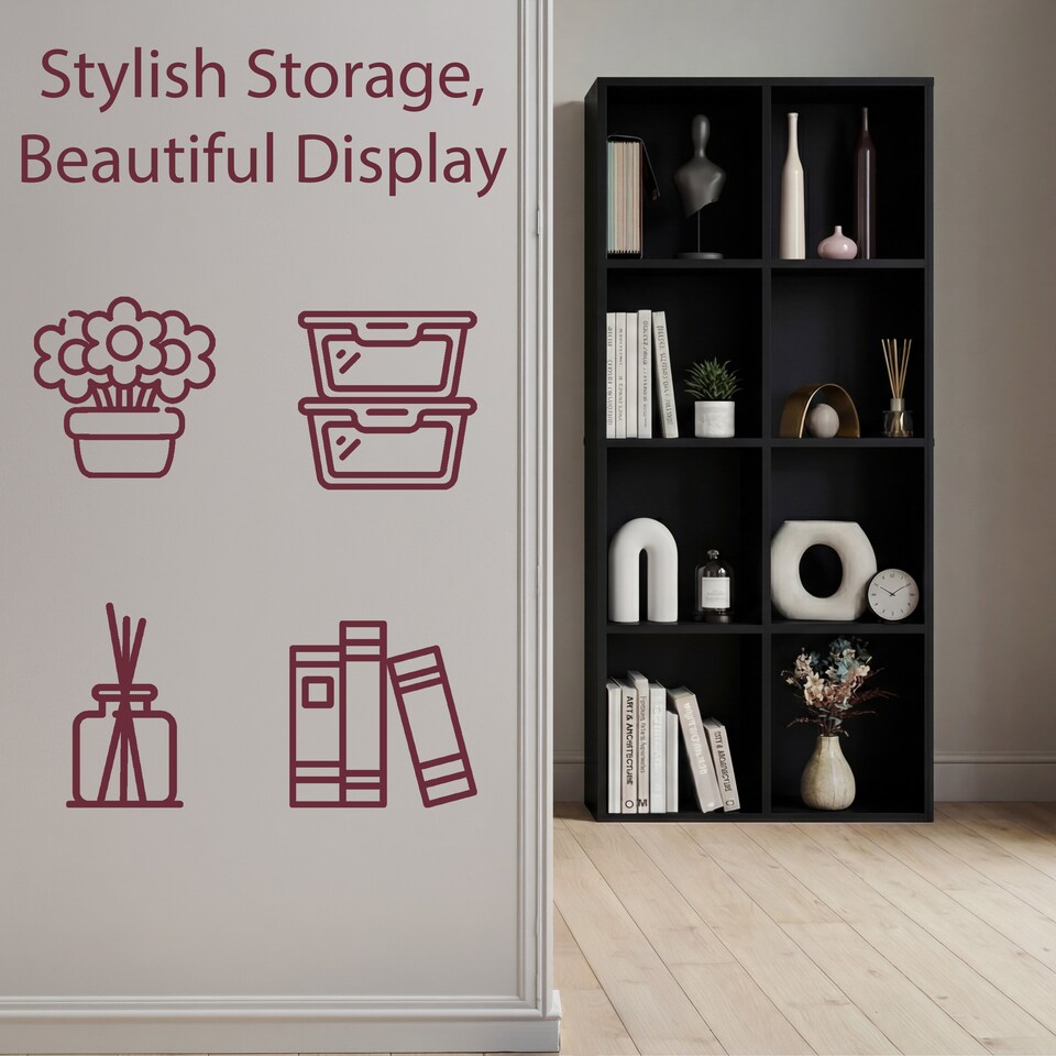 image 1 of Vida Designs 8 Cube Storage Unit, Black