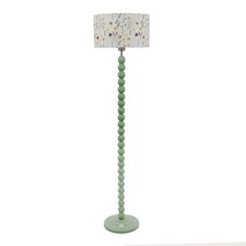 ValueLights Bobbins Sage Green Floor Lamp Pleat Green Shade and Bulb