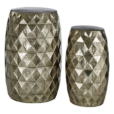 Interiors by Premier Reza silver Finish Drum Stools