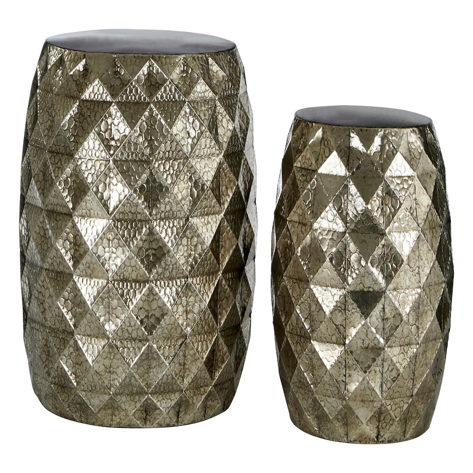 image 1 of Interiors by Premier Reza silver Finish Drum Stools