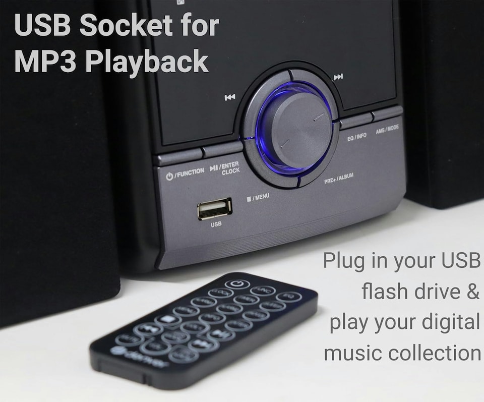 image 1 of CD Player for Home Mini Hifi System - DAB Radio with CD Player, Hi Fi music System with Bluetooth Stereo System, USB & Remote