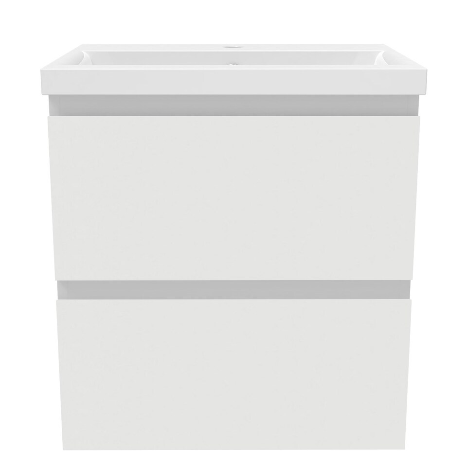 image 1 of AICA 500mm Wall Mounted Bathroom Vanity Unit With Ceramic Basin,2 Soft Close Drawers for Storage,White,Flat packed