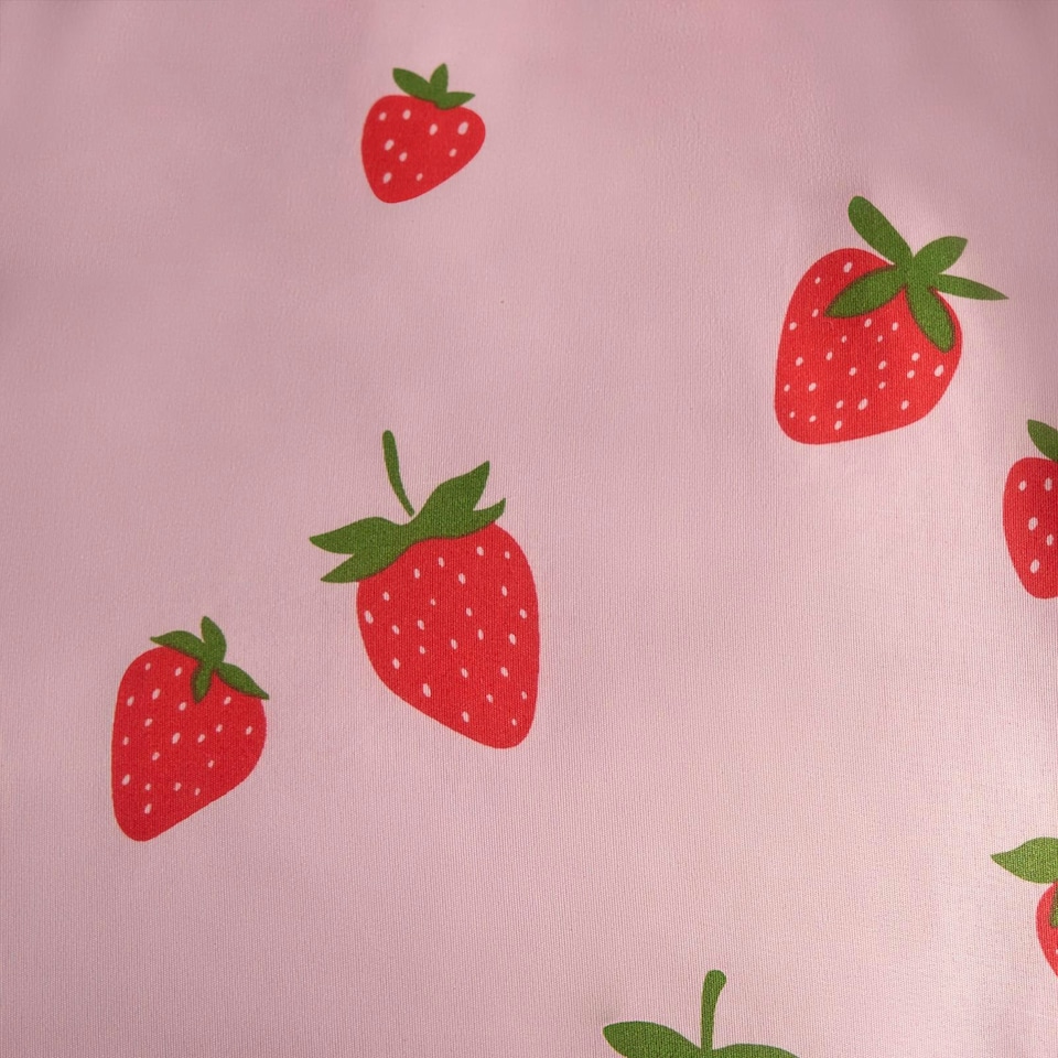 image 1 of OHS Strawberry Print Gingham Reverse Soft Duvet Cover Bedding Set, Pink - Double | Pink | Double