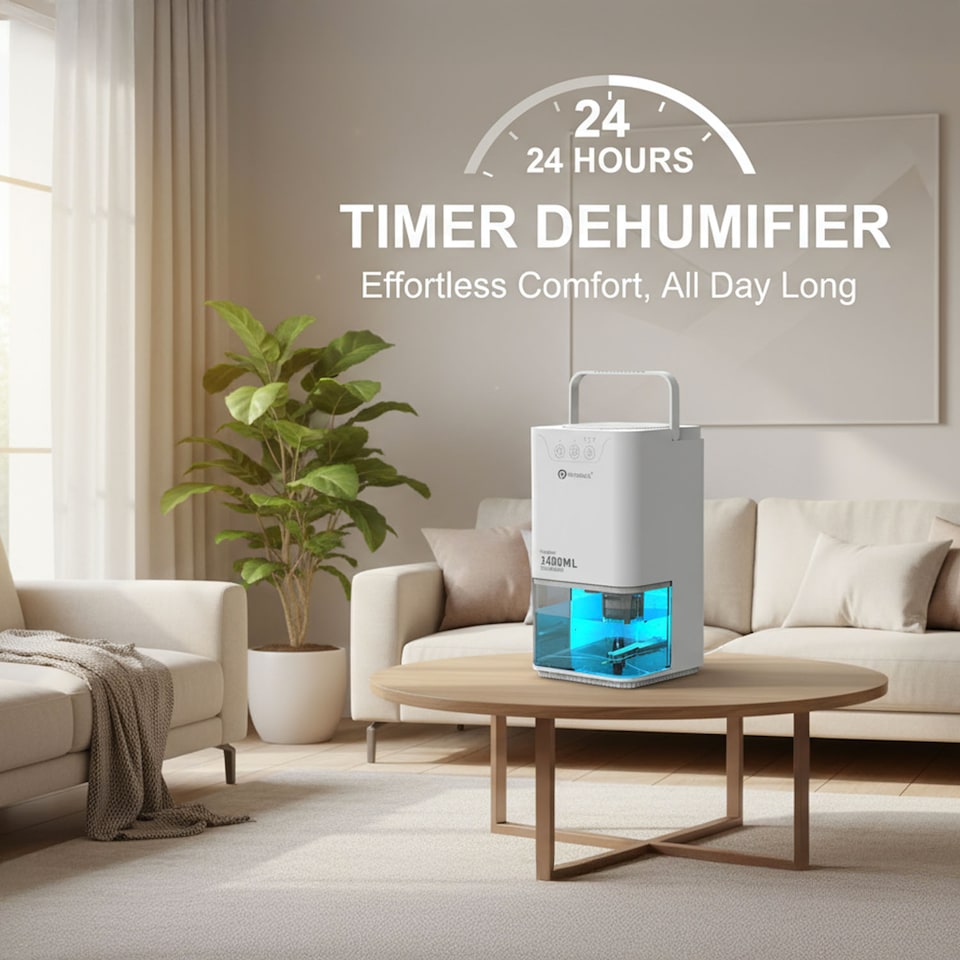 image 1 of 1400ml Mini Dehumidifier for Damp Mould Condensation and Moisture - White