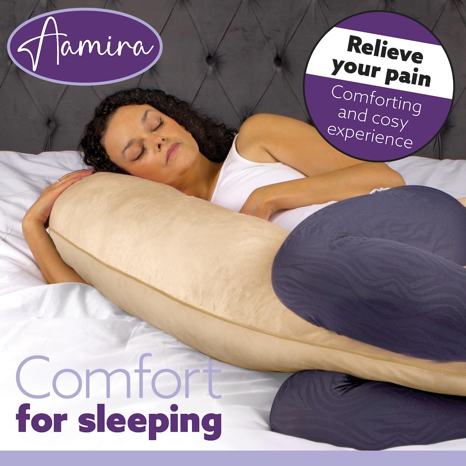 image 1 of Aamira Cream Pregnancy Maternity Pillow, 140x65x20cm C Shape Memory Foam | Cream | Cream | Standard | 1
