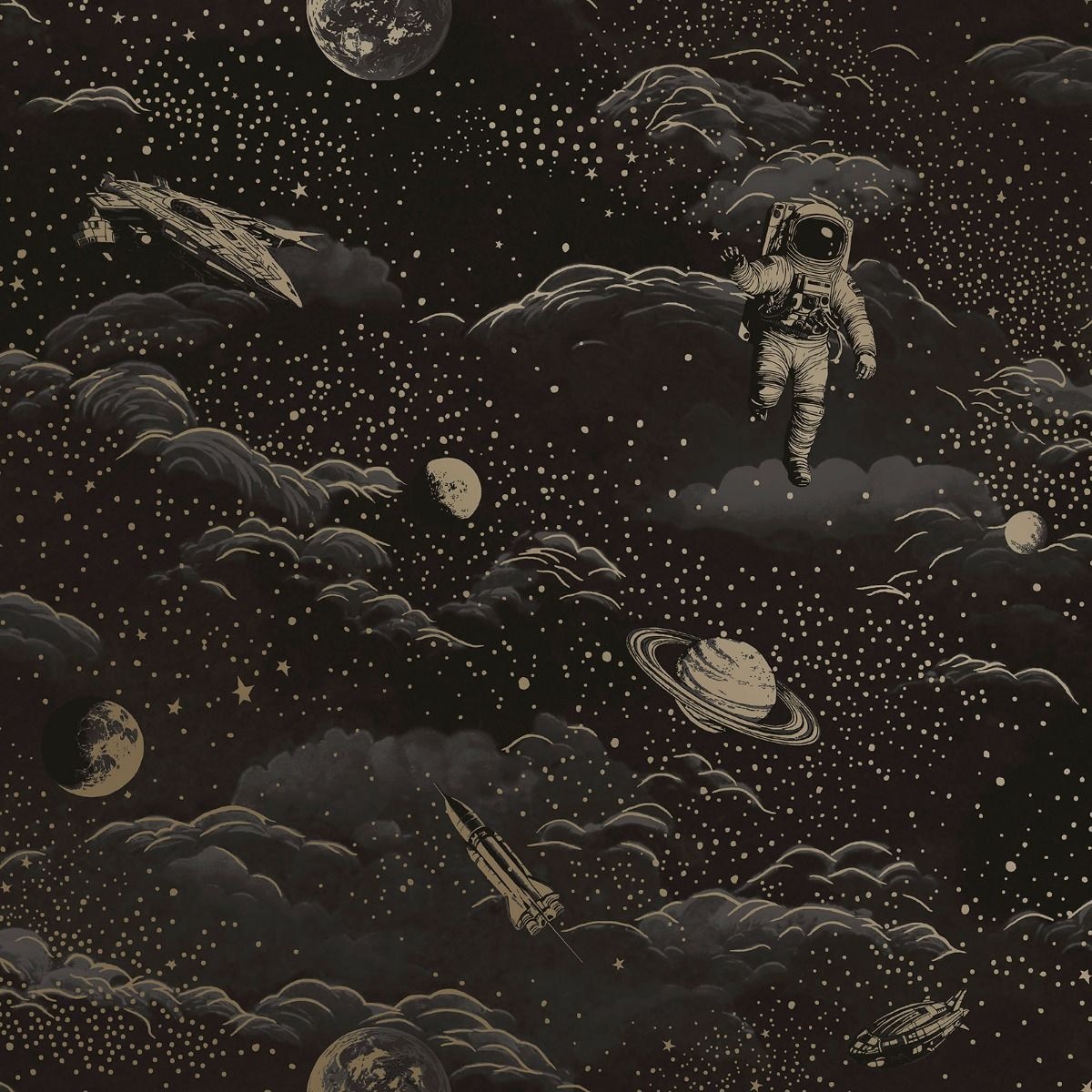 Holden Decor Lost In Space Wallpaper Black Black/Gold 1