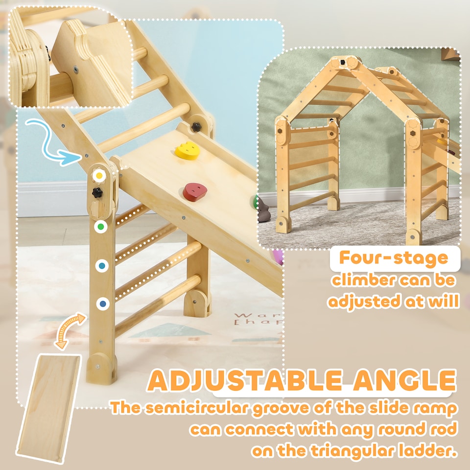 image 1 of AIYAPLAY 3 in 1 Kids Climbing Set, Foldable Toddler Climbing Toys with Ramp