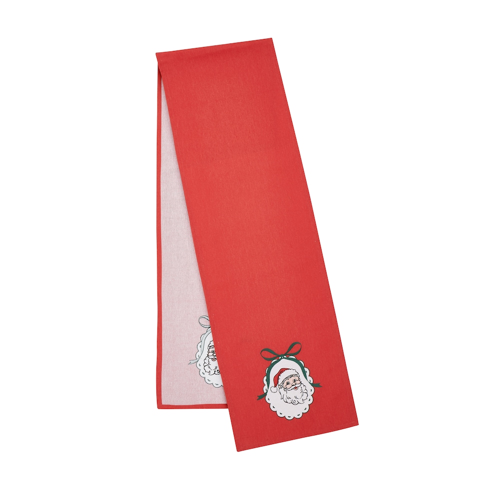 image 1 of Catherine Lansfield Christmas Vintage Stripe Embroidered Cotton Dining Table Runner