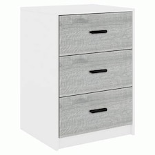 White 3-Drawer Bedside Table Grey | Colour: Ash Grey