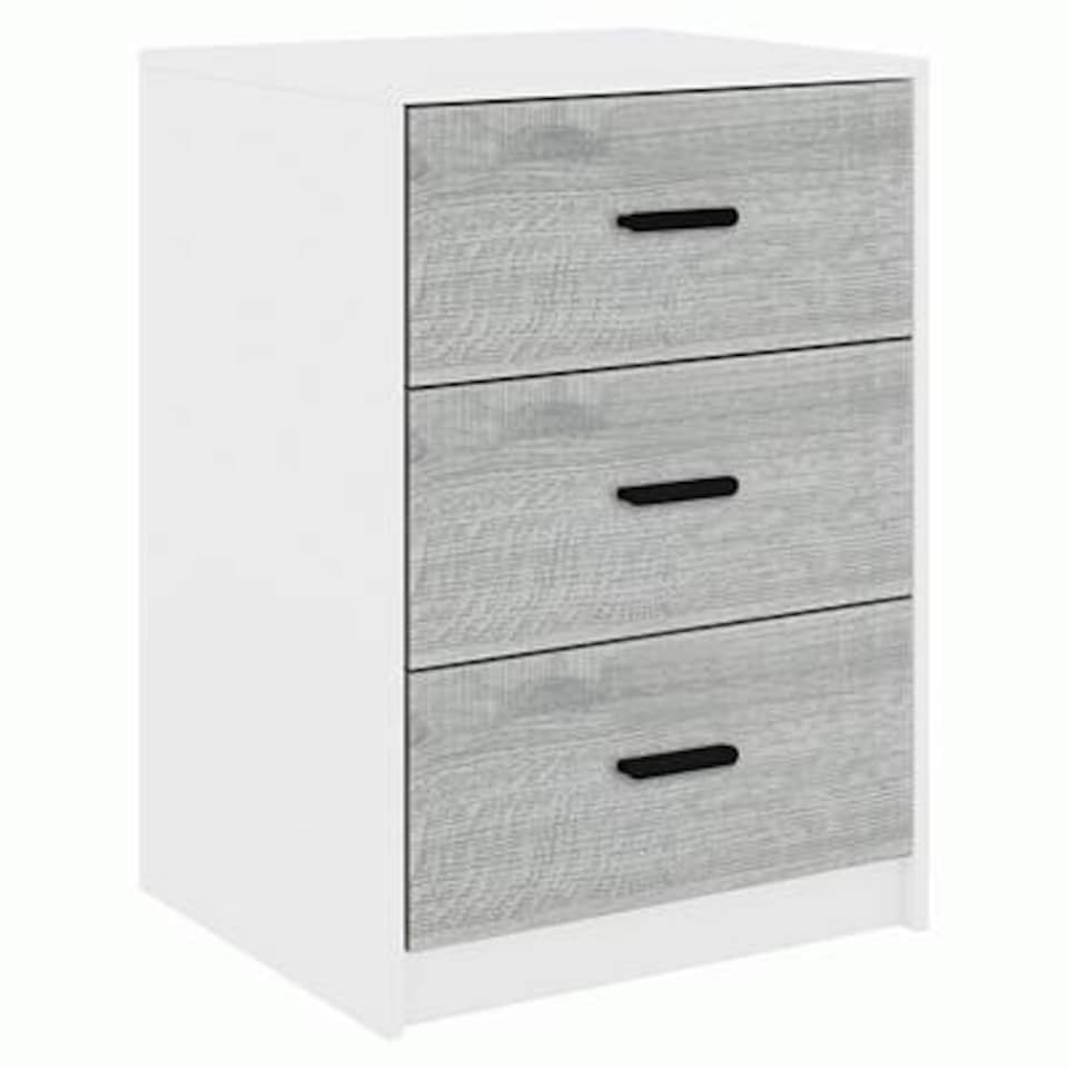 image 1 of White 3-Drawer Bedside Table Grey | Colour: Ash Grey