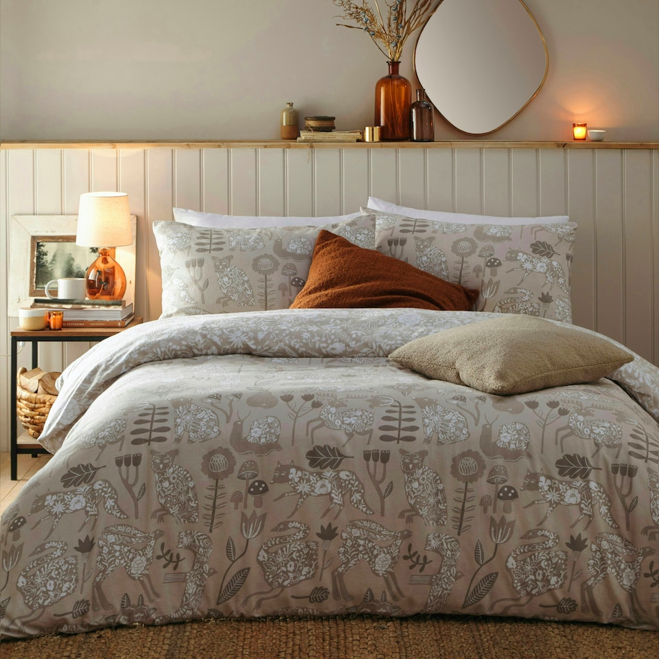 image 1 of furn. Nook 100% Brushed Cotton Double Duvet Cover Set
