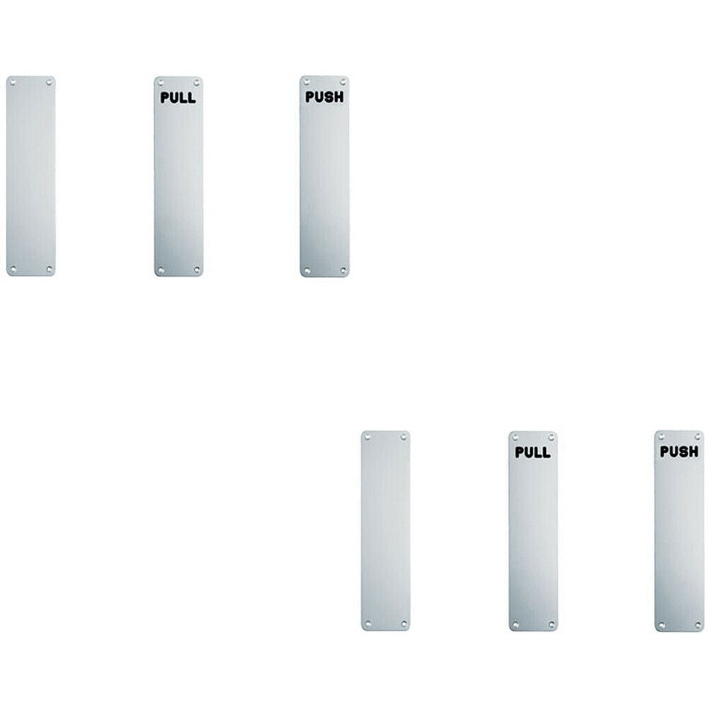 Loops 2x Plain Door Finger Plate 300 x 75mm Satin Anodised Aluminium Push Plate