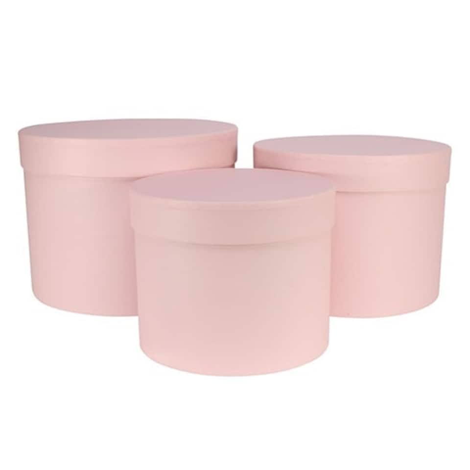 image 1 of Round Pale Pink Hat Boxes - Pack of 3