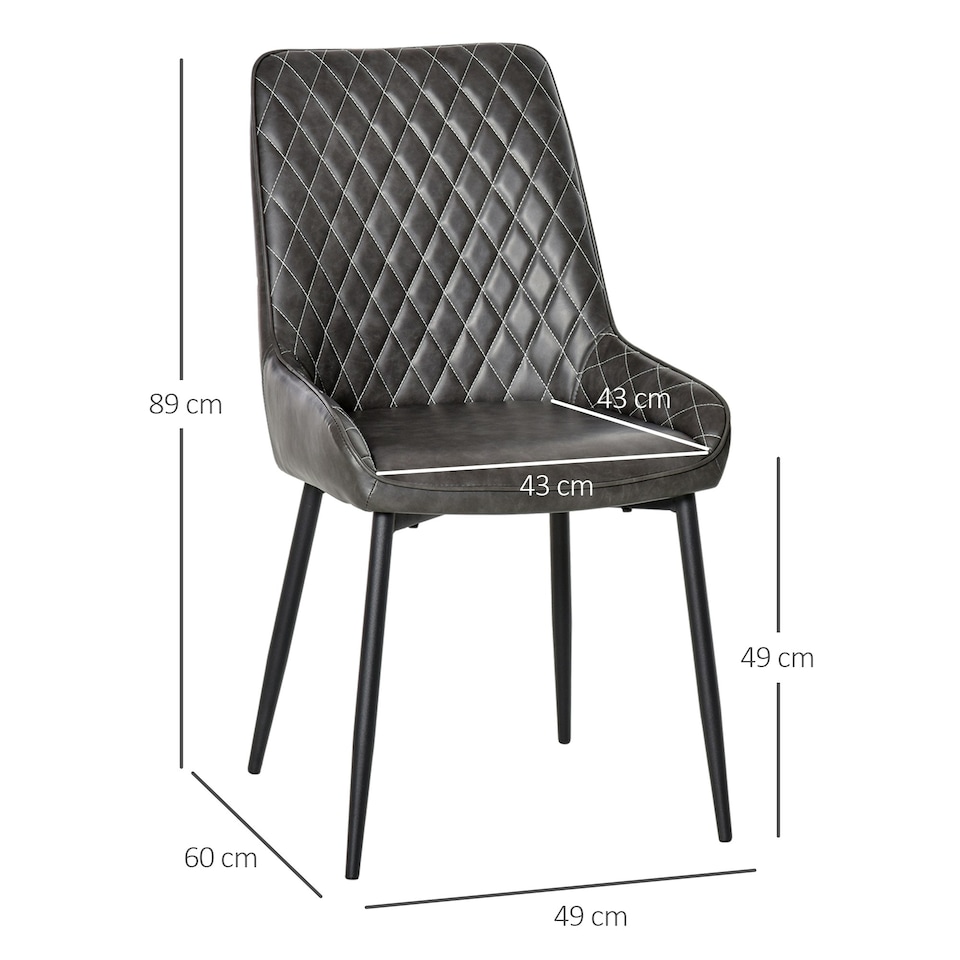 image 1 of HOMCOM Retro Dining Chair Set of 2, PU Leather Upholstered Side Chairs