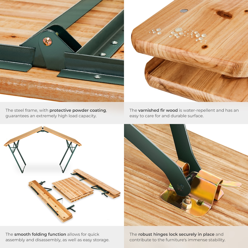image 1 of Picnic Table and Benches Franz II - 1 table and 2 benches, foldable, with backrests