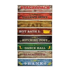 Western Street Sign Decorations 100cm x 20cm - Pack of 8
