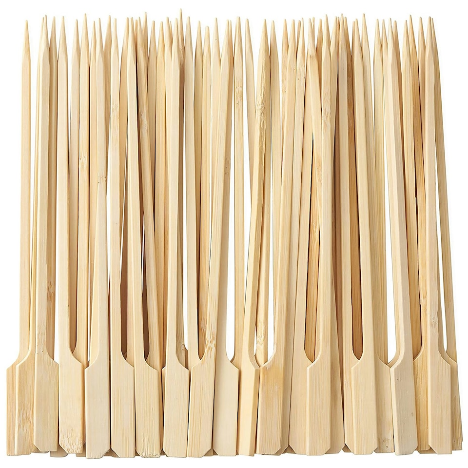 image 1 of 100 15cm Wooden Bamboo Paddle Skewers