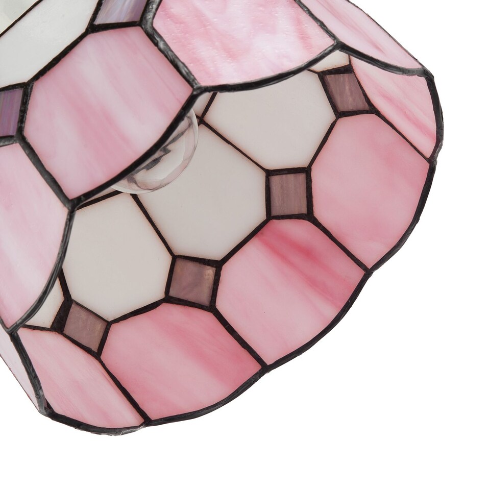 image 1 of Traditional Soft Pink and Opal White Tiffany Glass Pendant Light Shade | Pink | Pink | 1