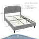 image 3 of Yaheetech 135 cm W x 190 cm L Upholstered Bed Frame with Button-Tufted Headboard Light Grey