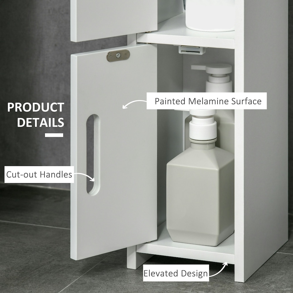 image 1 of kleankin Freestanding Bathroom Cabinet w/ Open Shelves 3 Cupboards