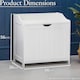 image 3 of Christow White Laundry Box Wooden Bathroom Storage Basket Linen Clothes Chest