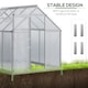 image 4 of Outsunny Polycarbonate Walk-in Garden Greenhouse w/ Sliding Door Silver Tone | Silver | 1