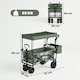 image 7 of Outsunny Outdoor Push Pull Wagon Stroller Cart w/ Canopy Top Green