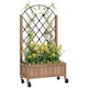 image 1 of Outsunny Wooden Raised Bed, Outdoor Planter Box  Metal Trellis | Brown | Brown